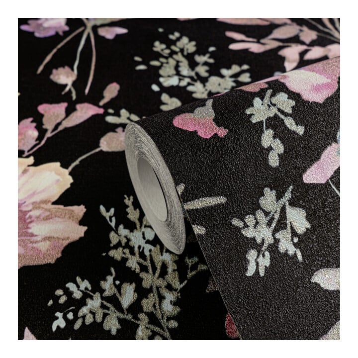 A.S. Création Vliestapete Cosmo Living 10,05 x 0,53 m Blumen Schwarz Pink Metallic Struktur