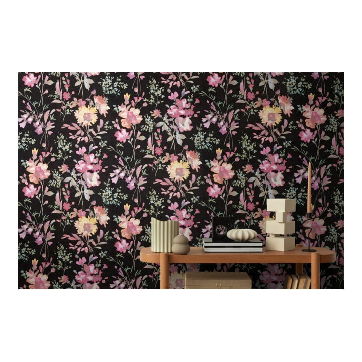 A.S. Création Vliestapete Cosmo Living 10,05 x 0,53 m Blumen Schwarz Pink Metallic Struktur