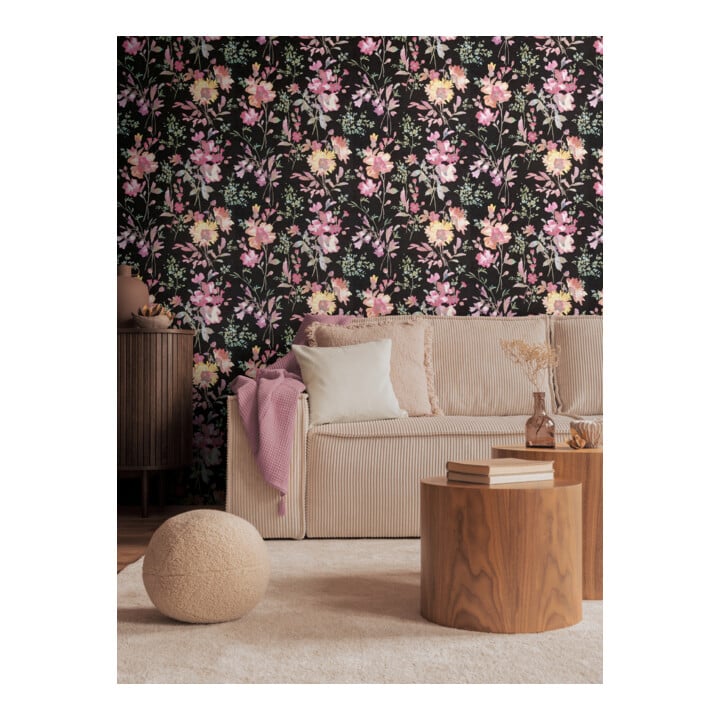 A.S. Création Vliestapete Cosmo Living 10,05 x 0,53 m Blumen Schwarz Pink Metallic Struktur