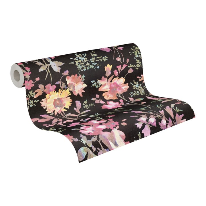 A.S. Création Vliestapete Cosmo Living 10,05 x 0,53 m Blumen Schwarz Pink Metallic Struktur