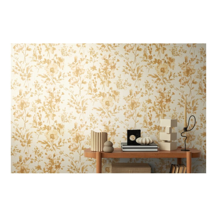 A.S. Création Vliestapete Cosmo Living 10,05 x 0,53 m Blumen Weiß Gelb Metallic Struktur