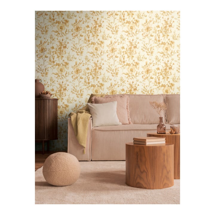 A.S. Création Vliestapete Cosmo Living 10,05 x 0,53 m Blumen Weiß Gelb Metallic Struktur
