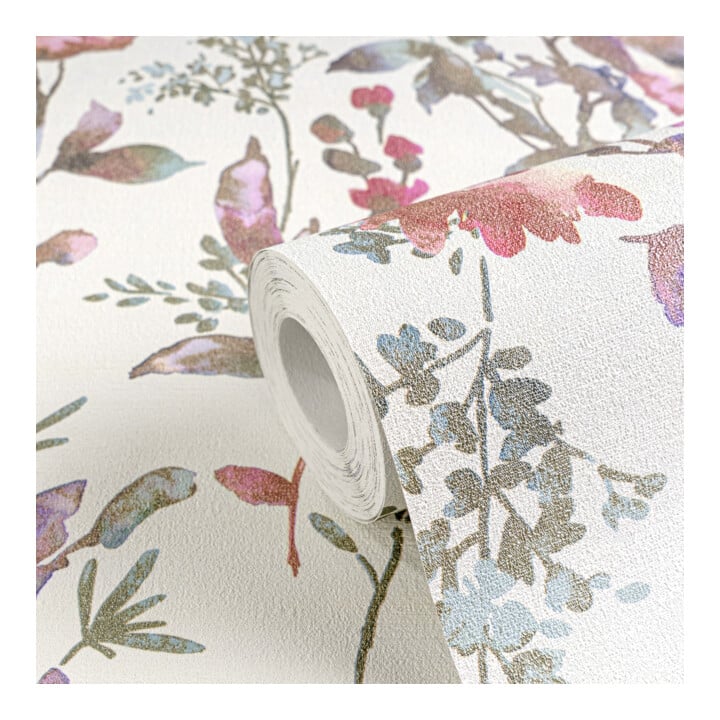 A.S. Création Vliestapete Cosmo Living 10,05 x 0,53 m Blumen Weiß Pink Metallic Struktur