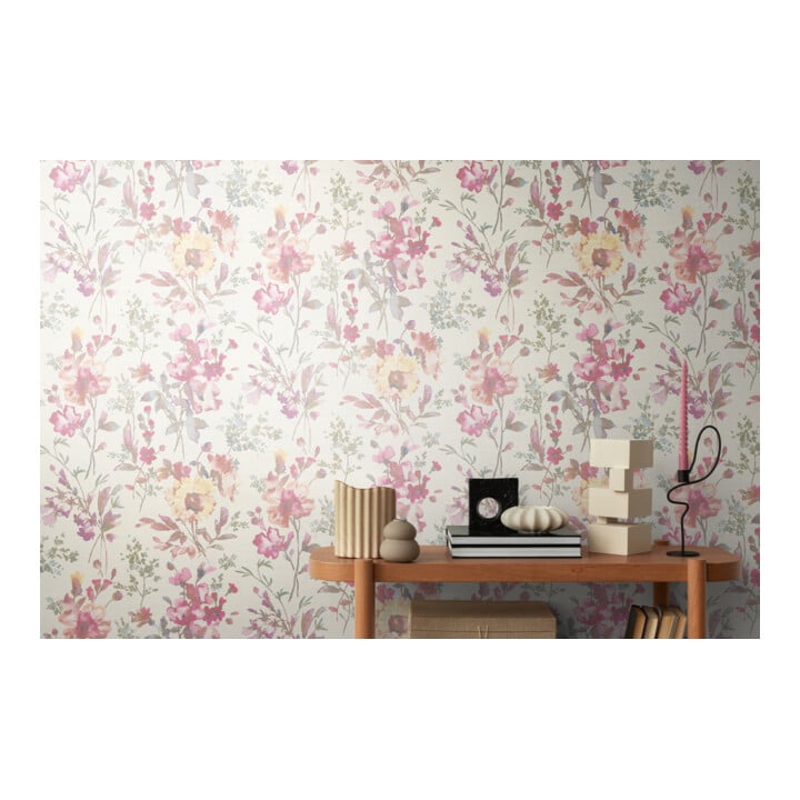 A.S. Création Vliestapete Cosmo Living 10,05 x 0,53 m Blumen Weiß Pink Metallic Struktur