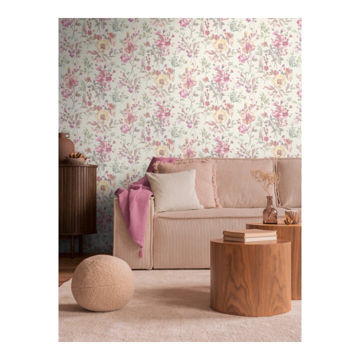 A.S. Création Vliestapete Cosmo Living 10,05 x 0,53 m Blumen Weiß Pink Metallic Struktur