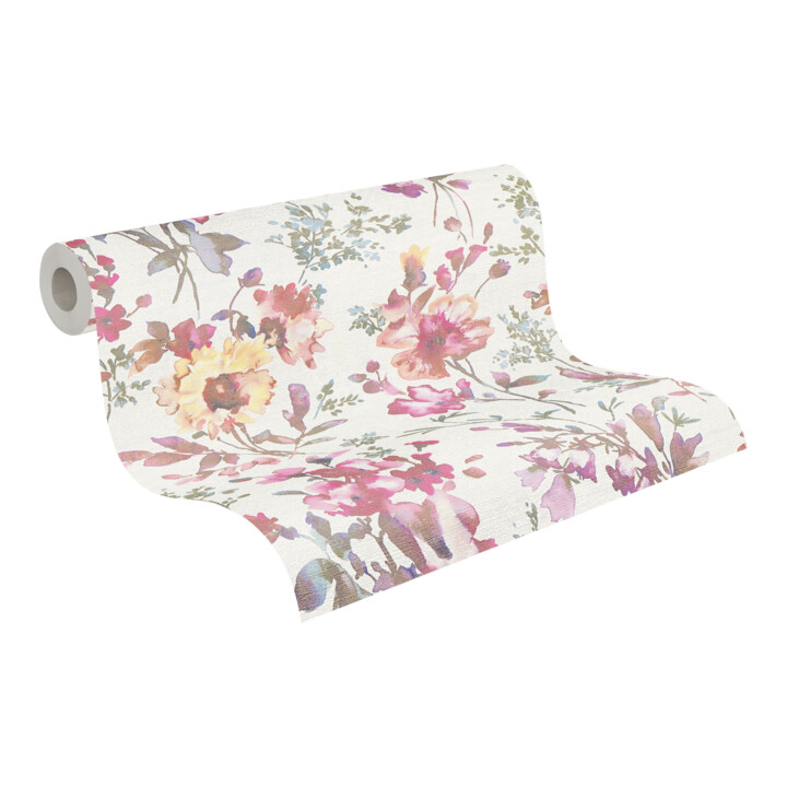 A.S. Création Vliestapete Cosmo Living 10,05 x 0,53 m Blumen Weiß Pink Metallic Struktur