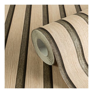A.S. Création Vliestapete Holzpaneel 10,05 x 0,53 m Beige Gold Metallic Effekt mit Struktur