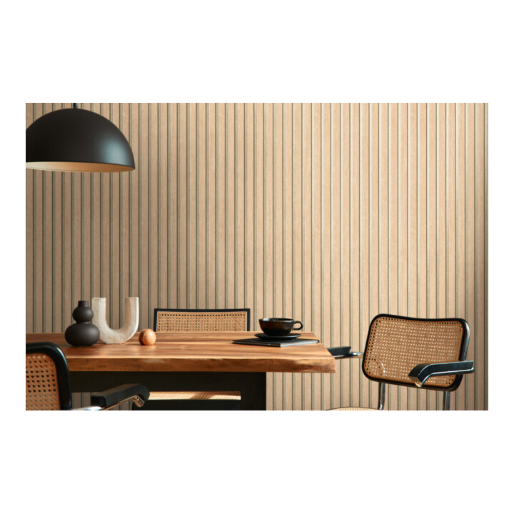 A.S. Création Vliestapete Holzpaneel 10,05 x 0,53 m Beige Gold Metallic Effekt mit Struktur