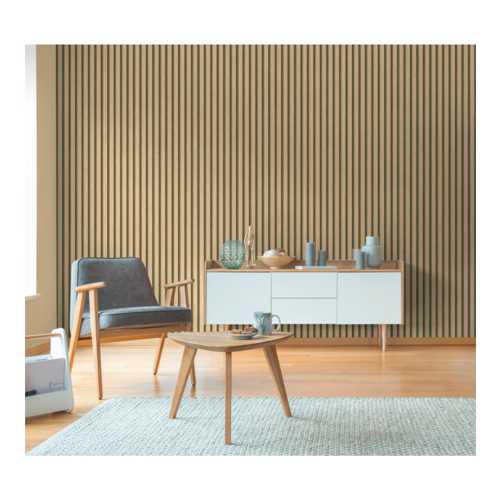 A.S. Création Vliestapete Holzpaneel 10,05 x 0,53 m Beige Gold Metallic Effekt mit Struktur