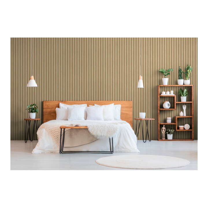 A.S. Création Vliestapete Holzpaneel 10,05 x 0,53 m Beige Gold Metallic Effekt mit Struktur