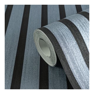 A.S. Création Vliestapete Holzpaneel 10,05 x 0,53 m Metallic Effekt Blau Schwarz mit Struktur