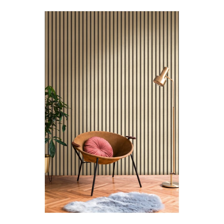 A.S. Création Vliestapete Holzpaneel 10,05 x 0,53 m Metallic Effekt Gold Schwarz mit Struktur