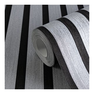 A.S. Création Vliestapete Holzpaneel 10,05 x 0,53 m Metallic Effekt Silber Schwarz mit Struktur