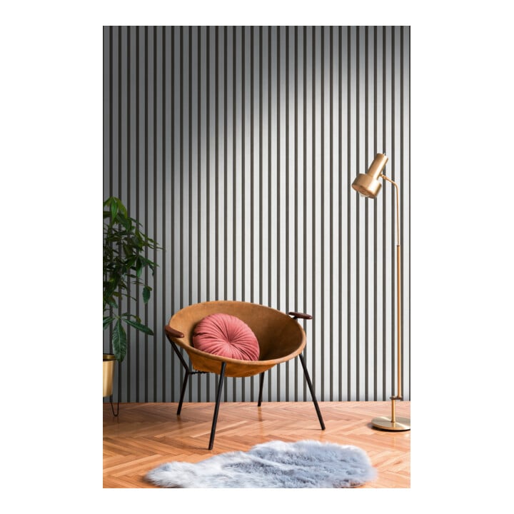 A.S. Création Vliestapete Holzpaneel 10,05 x 0,53 m Metallic Effekt Silber Schwarz mit Struktur