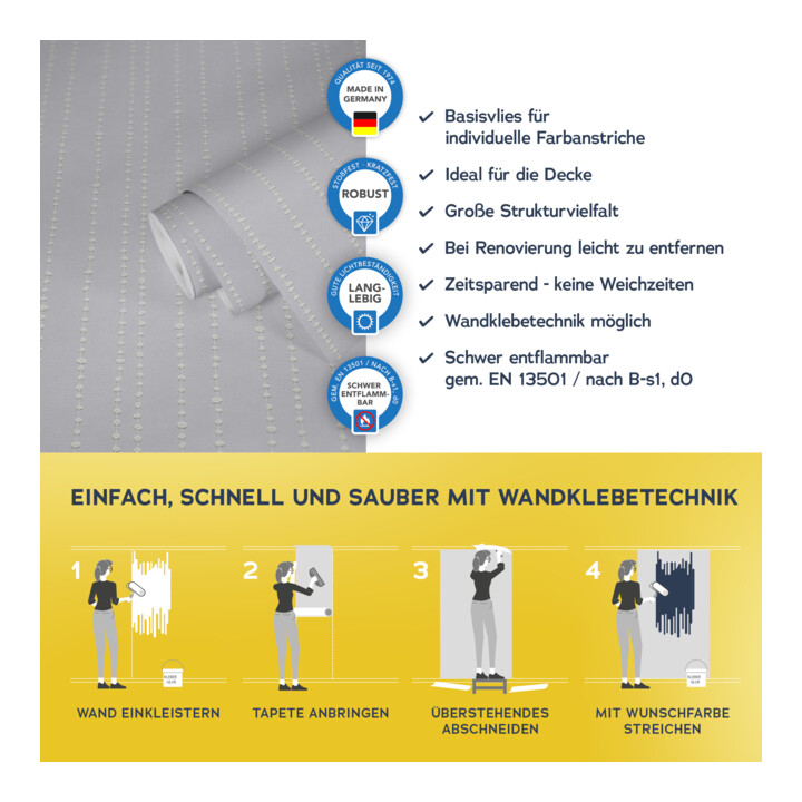 A.S. Création Vliestapete Meistervlies Pro 10,05 x 0,53 m Linienstruktur überstreichbar
