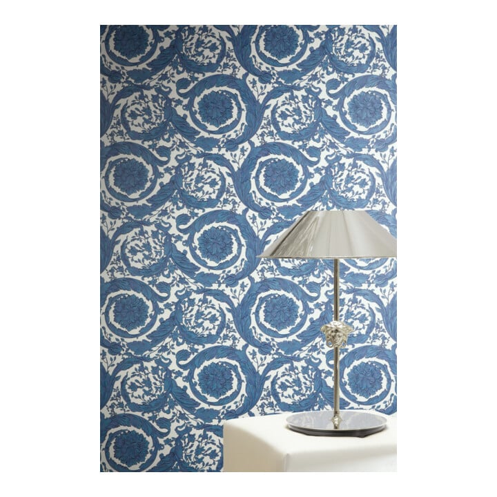A.S. Création Vliestapete Versace 6 10,05 x 0,70 m Barock Blau Weiß Struktur