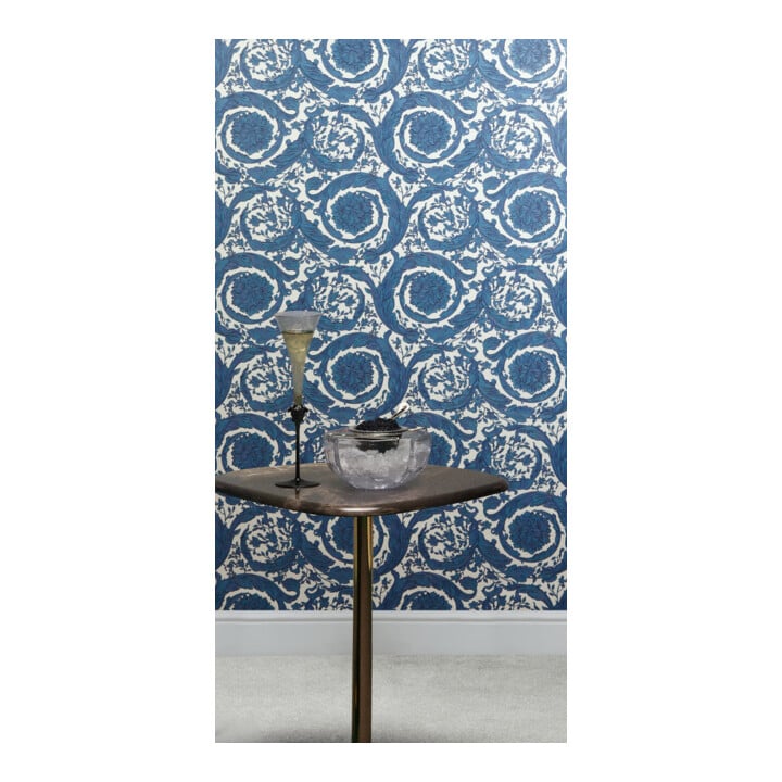 A.S. Création Vliestapete Versace 6 10,05 x 0,70 m Barock Blau Weiß Struktur