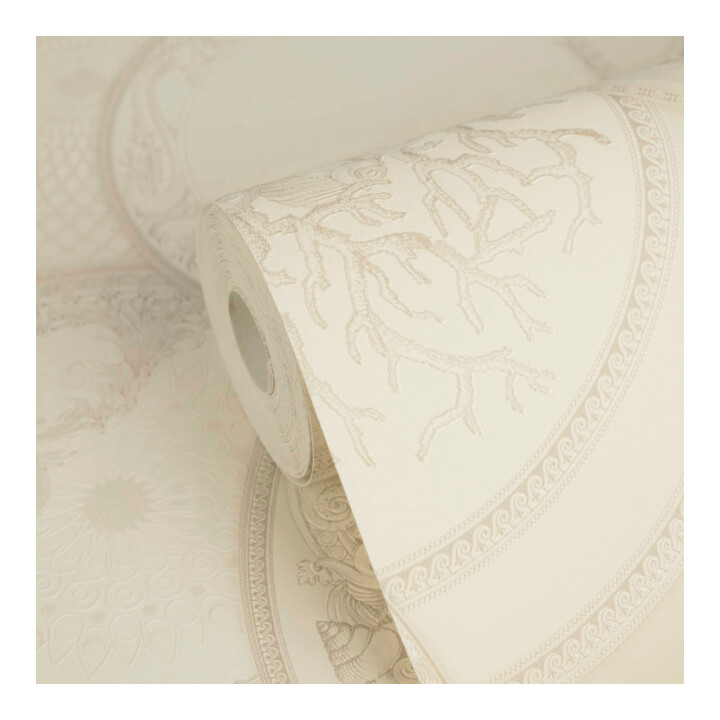 A.S. Création Vliestapete Versace 6 10,05 x 0,70 m Barock Creme Metallic leicht strukturiert