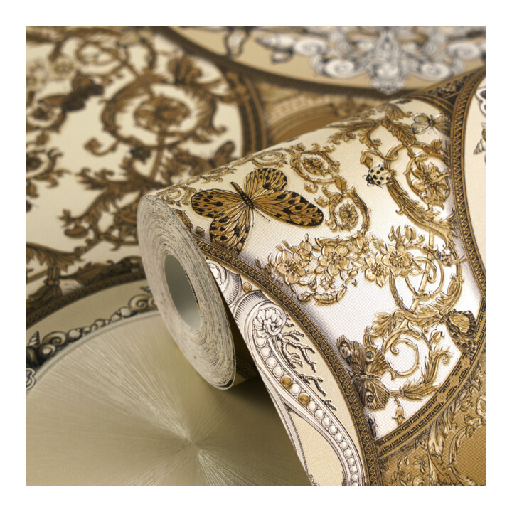 A.S. Création Vliestapete Versace 6 10,05 x 0,70 m Barock Gold Creme Metallic mit Struktur