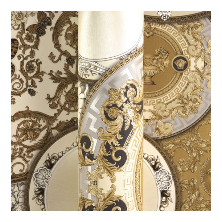 A.S. Création Vliestapete Versace 6 10,05 x 0,70 m Barock Gold Creme Metallic mit Struktur