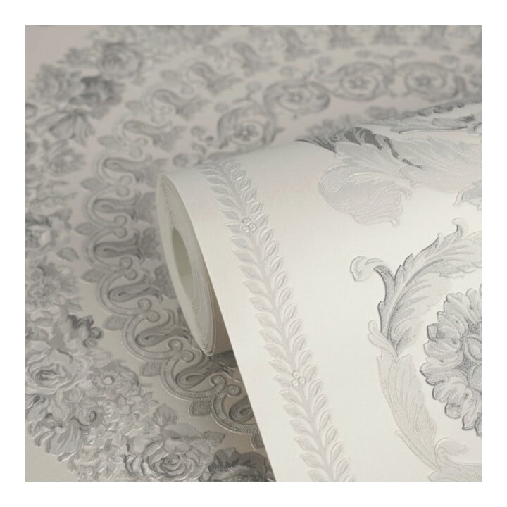 A.S. Création Vliestapete Versace 6 10,05 x 0,70 m Barock Grau glänzend mit Struktur