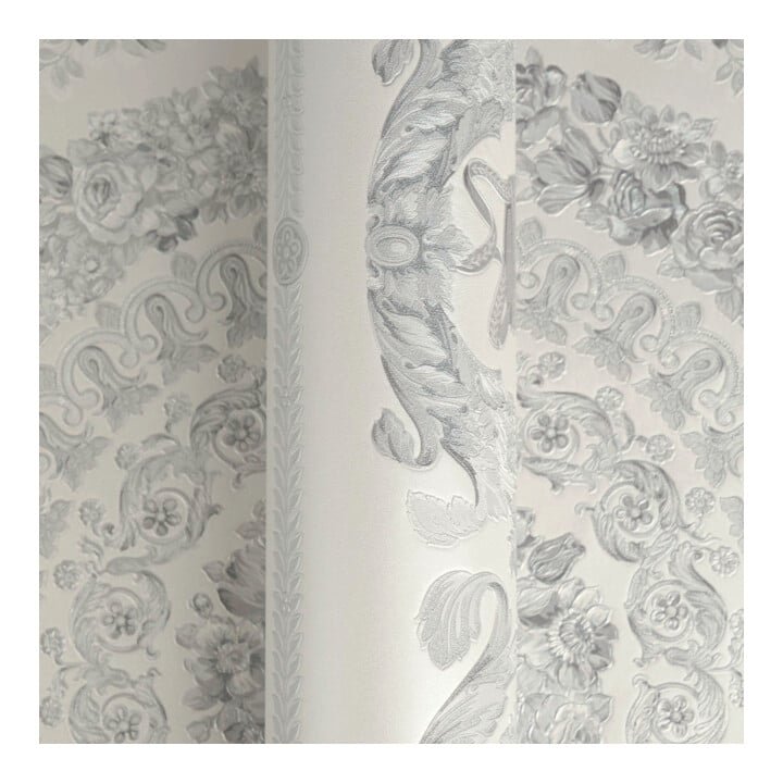 A.S. Création Vliestapete Versace 6 10,05 x 0,70 m Barock Grau glänzend mit Struktur
