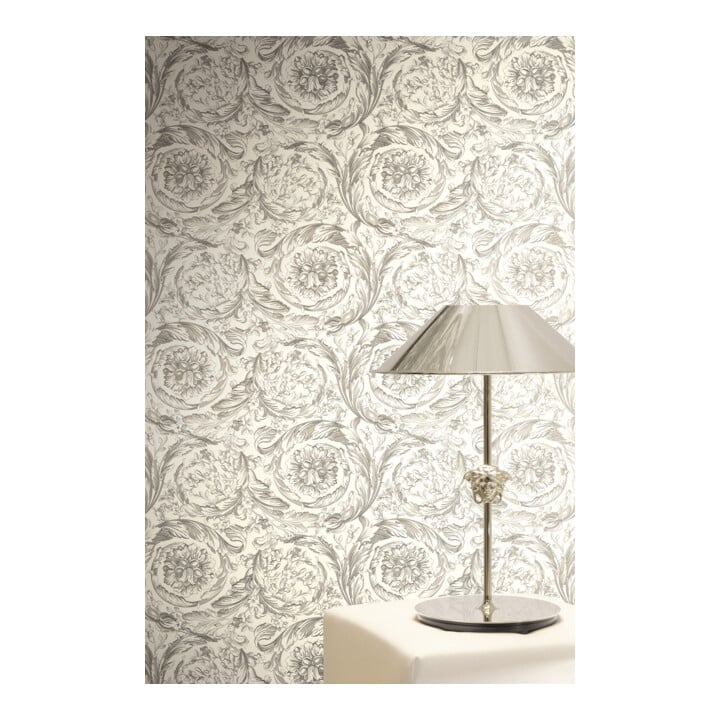A.S. Création Vliestapete Versace 6 10,05 x 0,70 m Barock Grau glänzend mit Struktur