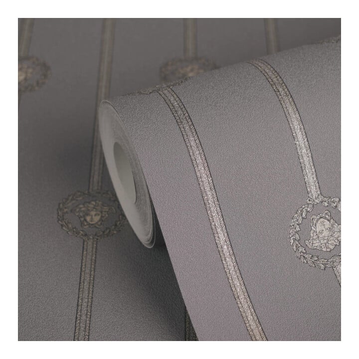 A.S. Création Vliestapete Versace 6 10,05 x 0,70 m Barock Grau Metallic mit Struktur