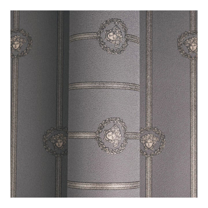 A.S. Création Vliestapete Versace 6 10,05 x 0,70 m Barock Grau Metallic mit Struktur