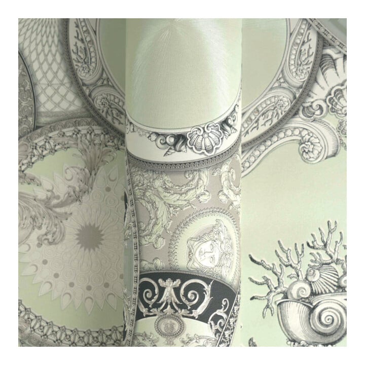 A.S. Création Vliestapete Versace 6 10,05 x 0,70 m Barock Grün Metallic leicht strukturiert