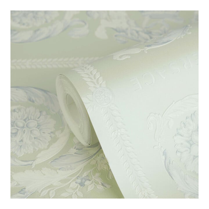 A.S. Création Vliestapete Versace 6 10,05 x 0,70 m Barock Grün Weiß Metallic mit Struktur
