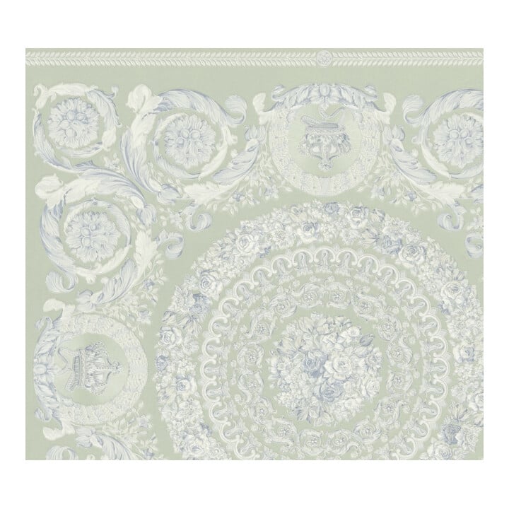 A.S. Création Vliestapete Versace 6 10,05 x 0,70 m Barock Grün Weiß Metallic mit Struktur