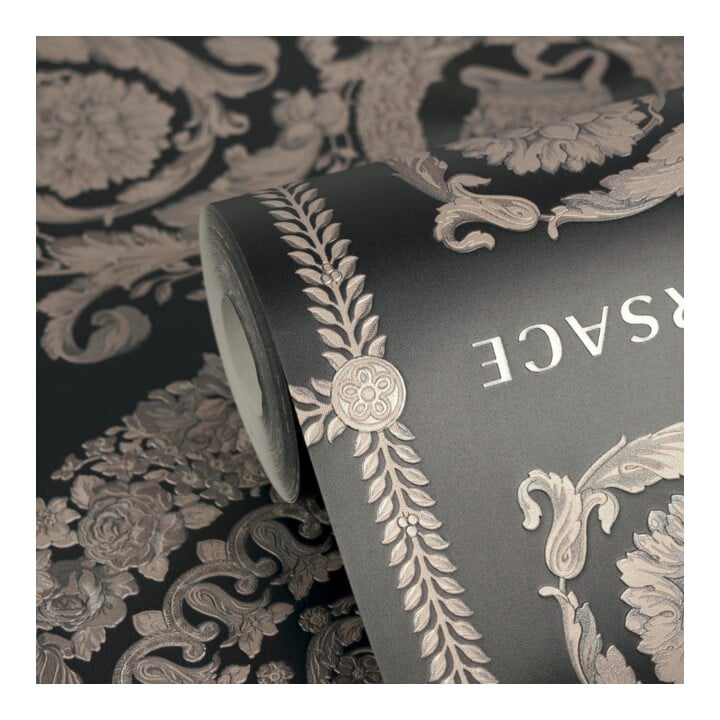 A.S. Création Vliestapete Versace 6 10,05 x 0,70 m Barock Schwarz Beige Metallic mit Struktur