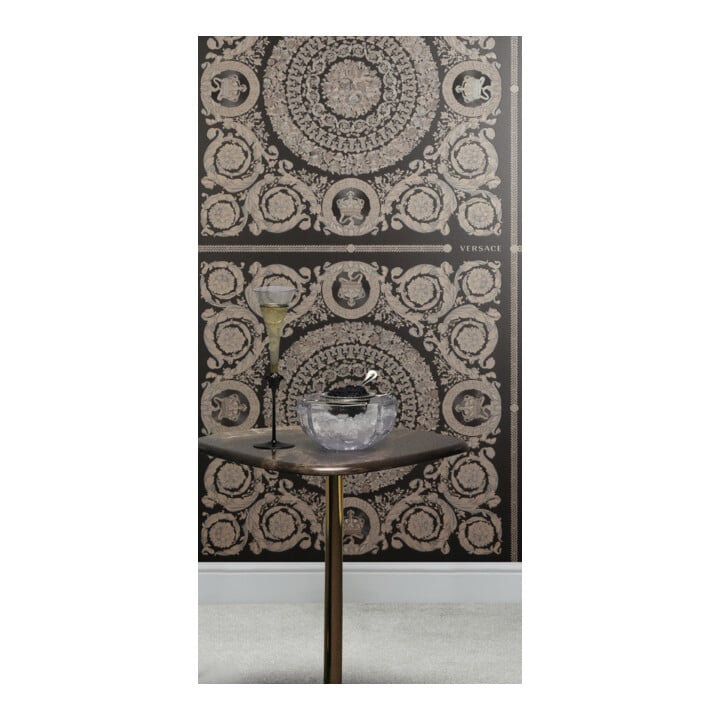 A.S. Création Vliestapete Versace 6 10,05 x 0,70 m Barock Schwarz Beige Metallic mit Struktur