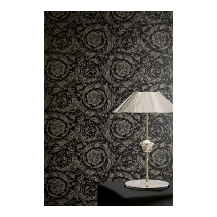 A.S. Création Vliestapete Versace 6 10,05 x 0,70 m Barock Schwarz glänzend mit Struktur