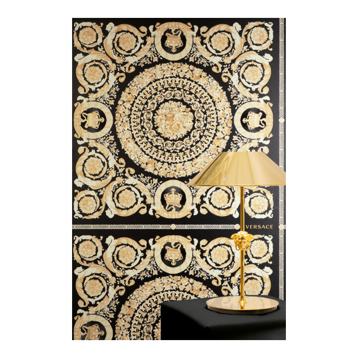 A.S. Création Vliestapete Versace 6 10,05 x 0,70 m Barock Schwarz Gold glänzend mit Struktur