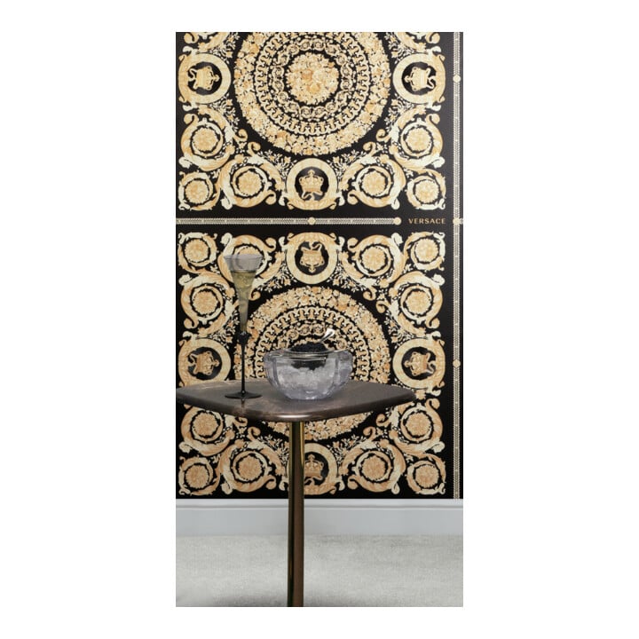 A.S. Création Vliestapete Versace 6 10,05 x 0,70 m Barock Schwarz Gold glänzend mit Struktur