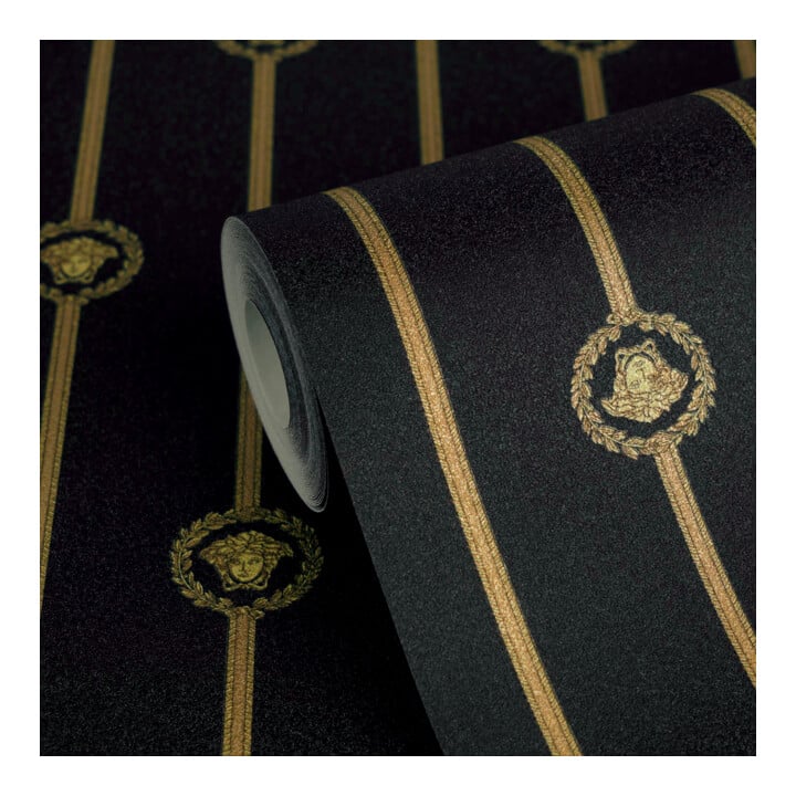 A.S. Création Vliestapete Versace 6 10,05 x 0,70 m Barock Schwarz Gold Metallic mit Struktur
