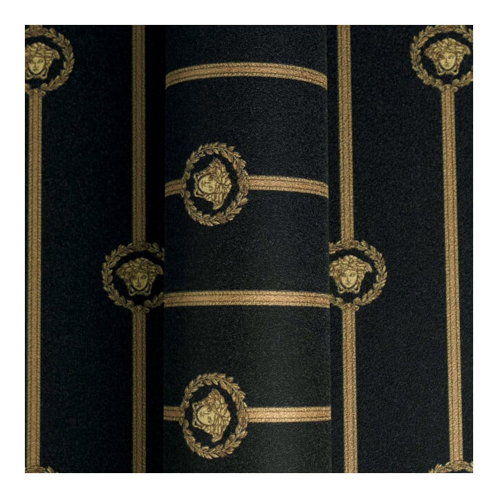 A.S. Création Vliestapete Versace 6 10,05 x 0,70 m Barock Schwarz Gold Metallic mit Struktur