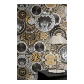 A.S. Création Vliestapete Versace 6 10,05 x 0,70 m Barock Schwarz Gold Metallic Struktur