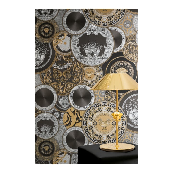 A.S. Création Vliestapete Versace 6 10,05 x 0,70 m Barock Schwarz Gold Metallic Struktur