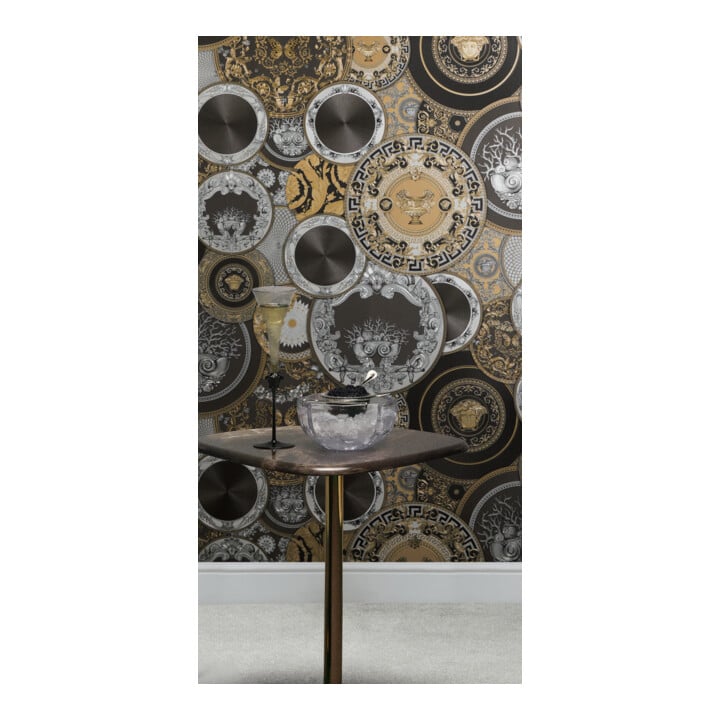 A.S. Création Vliestapete Versace 6 10,05 x 0,70 m Barock Schwarz Gold Metallic Struktur
