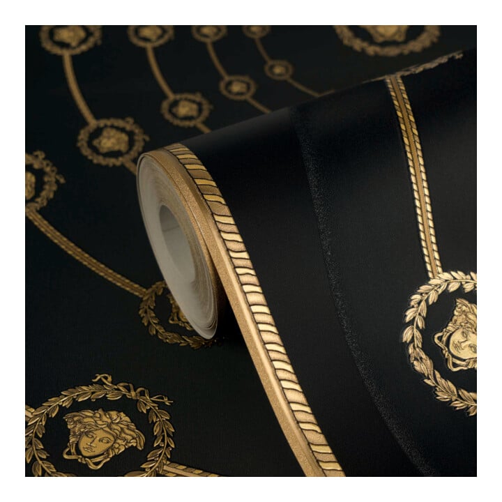 A.S. Création Vliestapete Versace 6 10,05 x 0,70 m Barock Schwarz Gold Metallic Struktur