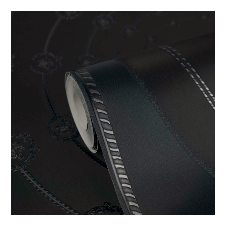 A.S. Création Vliestapete Versace 6 10,05 x 0,70 m Barock Schwarz Grau Metallic Struktur