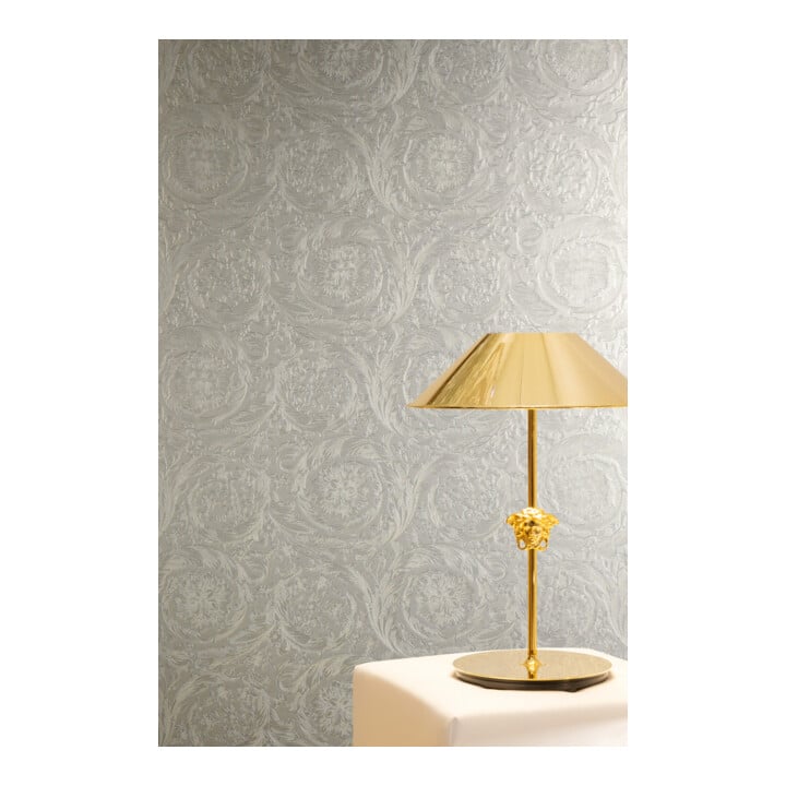 A.S. Création Vliestapete Versace 6 10,05 x 0,70 m Barock Silber Grau glänzend strukturiert