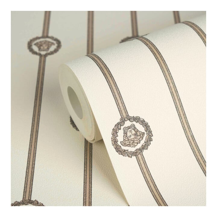 A.S. Création Vliestapete Versace 6 10,05 x 0,70 m Barock Weiß Beige Metallic mit Struktur