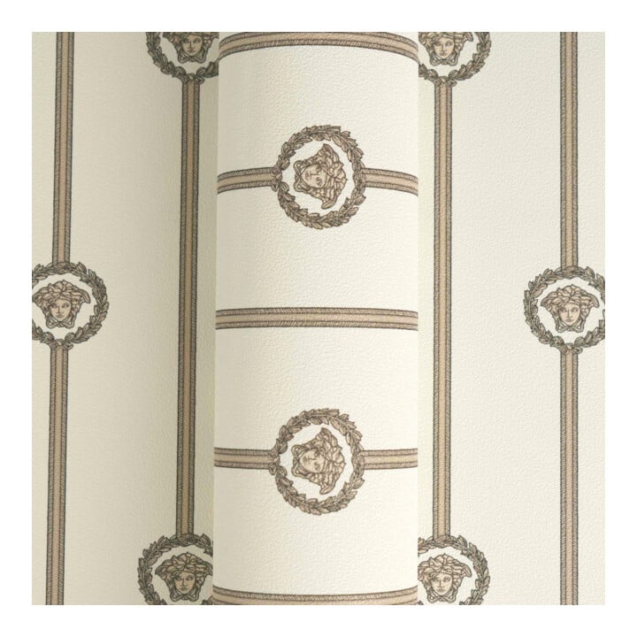 A.S. Création Vliestapete Versace 6 10,05 x 0,70 m Barock Weiß Beige Metallic mit Struktur