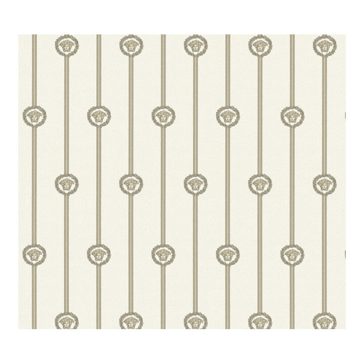 A.S. Création Vliestapete Versace 6 10,05 x 0,70 m Barock Weiß Beige Metallic mit Struktur