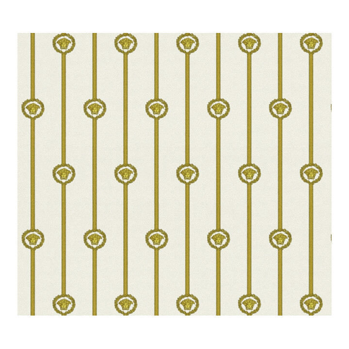 A.S. Création Vliestapete Versace 6 10,05 x 0,70 m Barock Weiß Gold Metallic mit Struktur