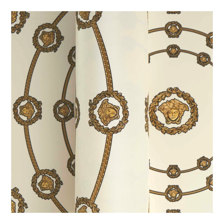 A.S. Création Vliestapete Versace 6 10,05 x 0,70 m Barock Weiß Gold Metallic Struktur